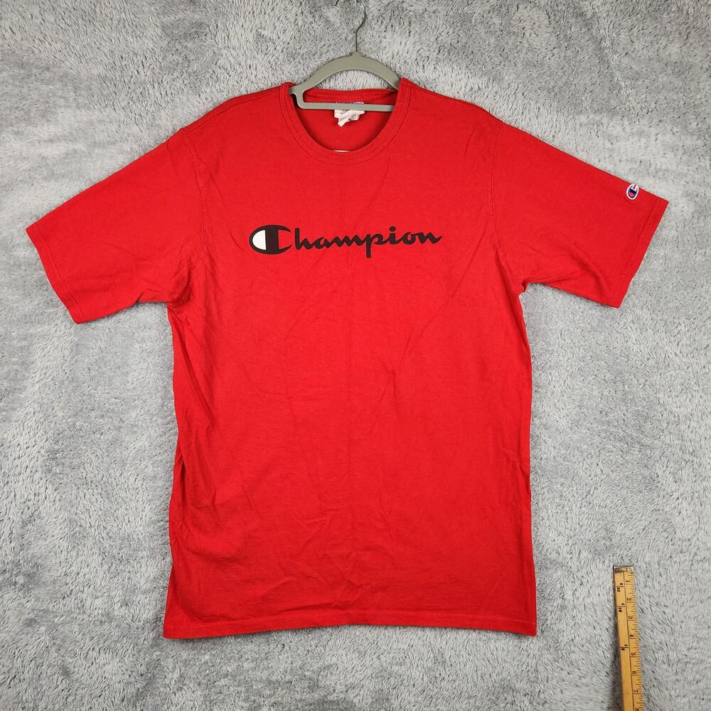 Champion Shirt Mens XL Red Script Logo Graphic Athletic Streetwear Heavyweight